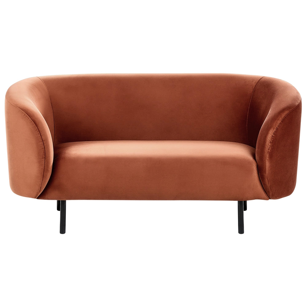 Divano 2 posti in poliestere arancione con gambe nere stile glamour retrò soggiorno