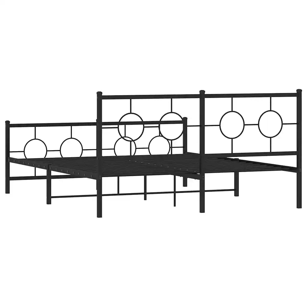 Giroletto con Testiera e Pediera-Struttura Letto Metallo Nero 150x200 cm 950638