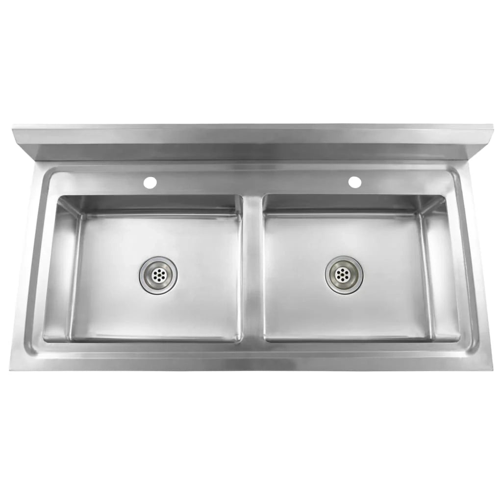 Lavello da cucina professionale a doppia vasca 120 x 60 cm in acciaio inox 02_0002332