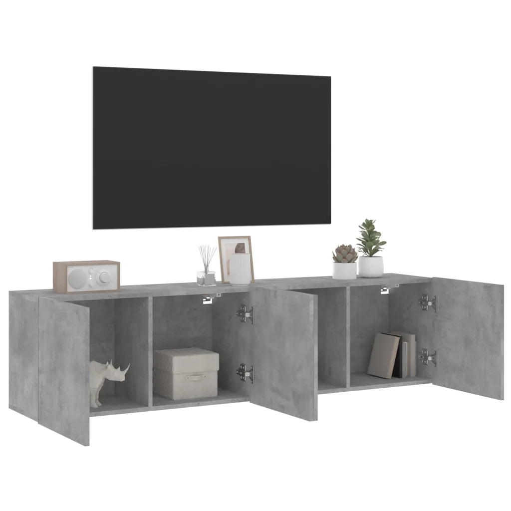 Mobili TV a Parete 2 pz-Credenza per TV sospesa Grigio Cemento 80x30x41 cm