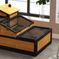 Casa per Tartarughe, 2 Livelli, per Interni ed Esterni, con Cassetto, Legno di Pino, Giallo