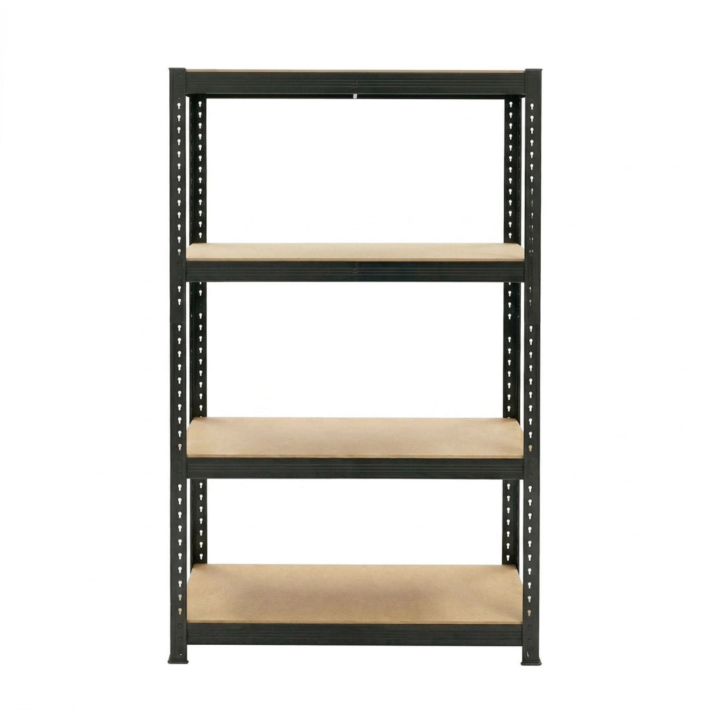 Brace 75 - Scaffale in metallo 150x73x30 cm 4 ripiani carico max 700 Kg Scaffalatura per Garage in Metallo e MDF Nero