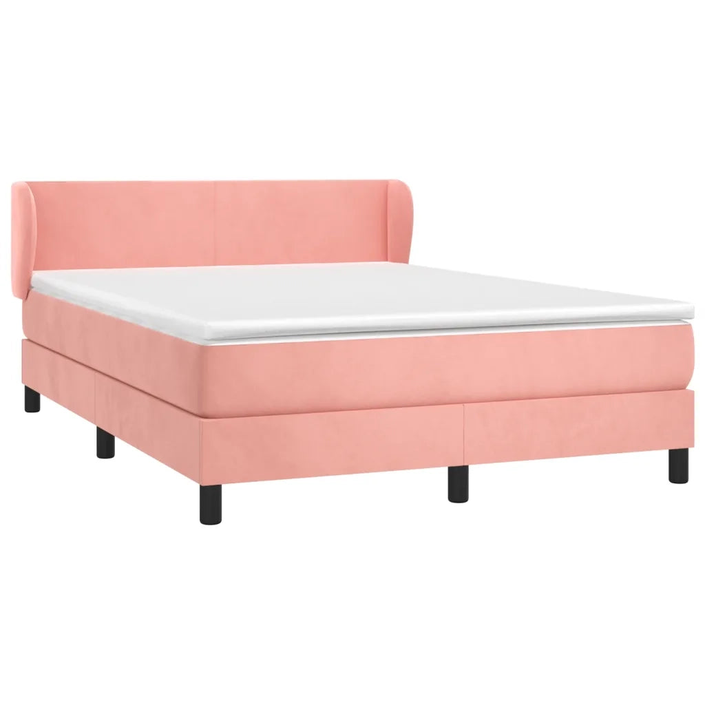 Giroletto a Molle con Materasso Rosa 140x200 cm in Velluto