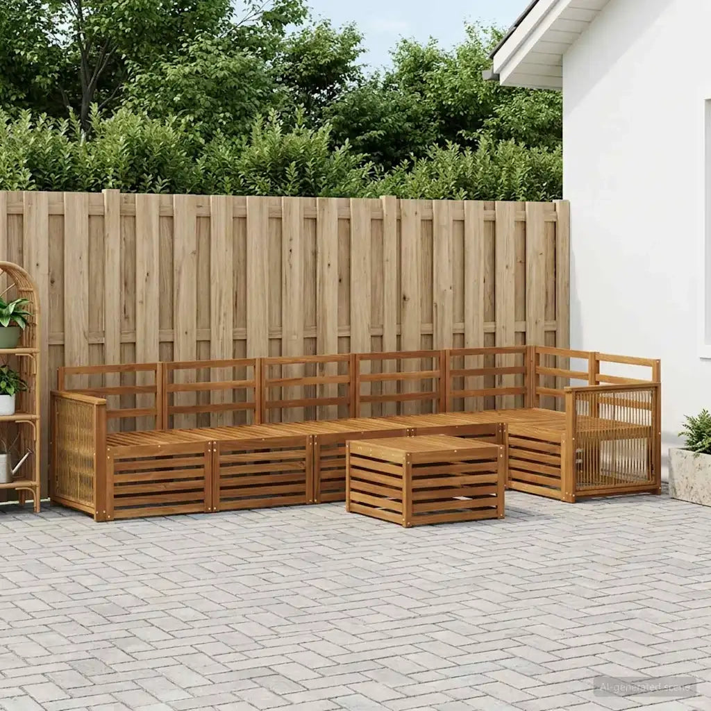 Set divano sezionale 6 pcs Naturale Legno di Acacia Massello 3384445