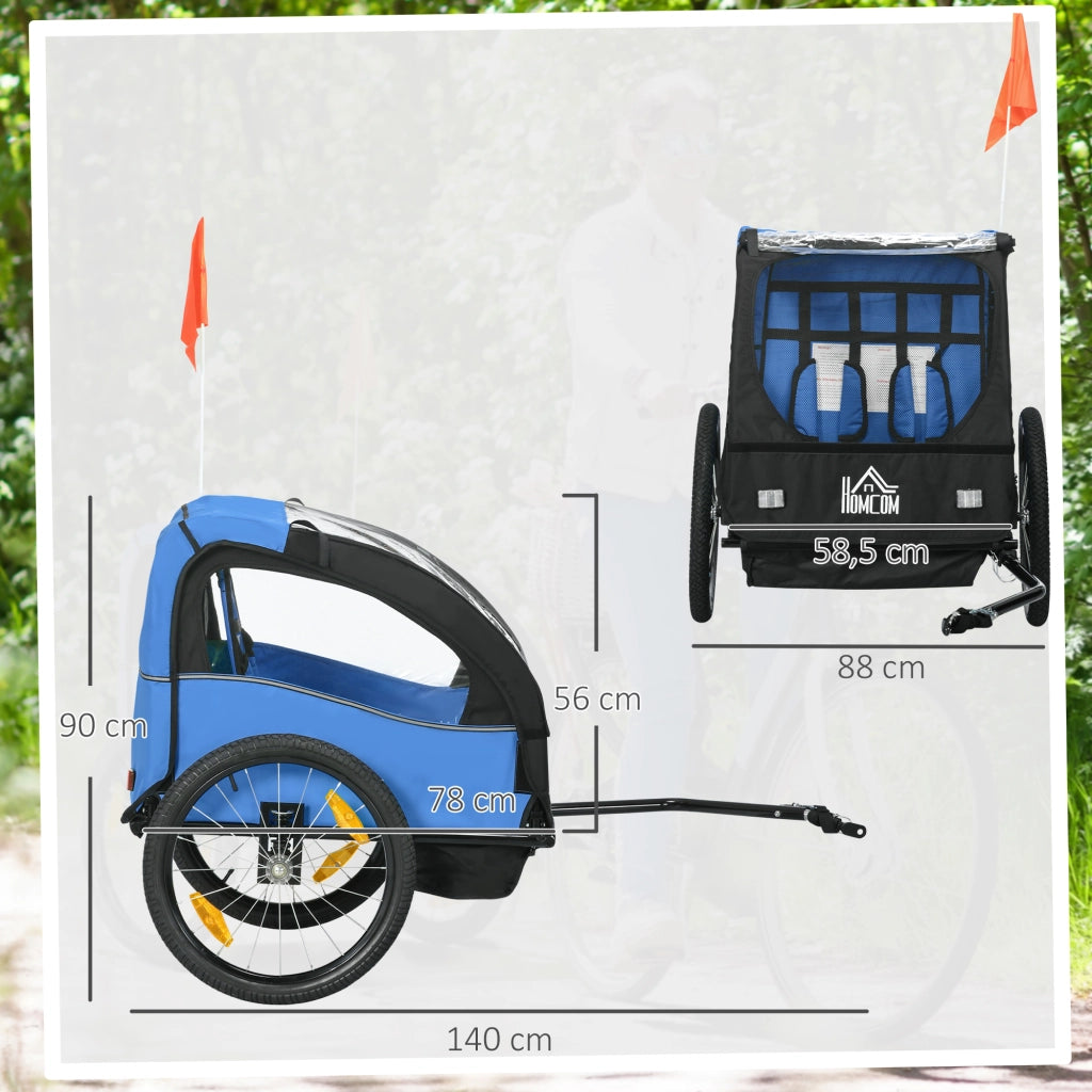 Carrello Bici Bambini con Sicurezza e Ammortizzatore ¨C Zephmum ¨C Blu