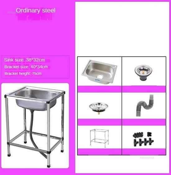 Cucina Mobile - Lavastoviglie - RVS - Cucina a Spina - Lavorata a Martello - Indipendente - Reclinabile - 68x44x77