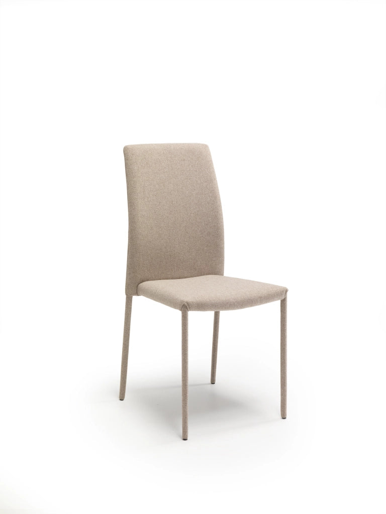 Sedia Leda Design Moderno in Tessuto Easy-Clean Beige - Struttura in Metallo Rivestito - Seduta Elegante per Sala da Pranzo - OM/502