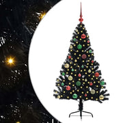 Albero di Natale | Decorazioni natalizie artificiale con luci integrate Nero 150 cm PVC