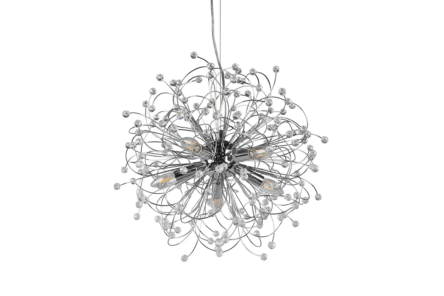 Lampada a Sospensione da Interno Attacco E14 in Metallo Cromo