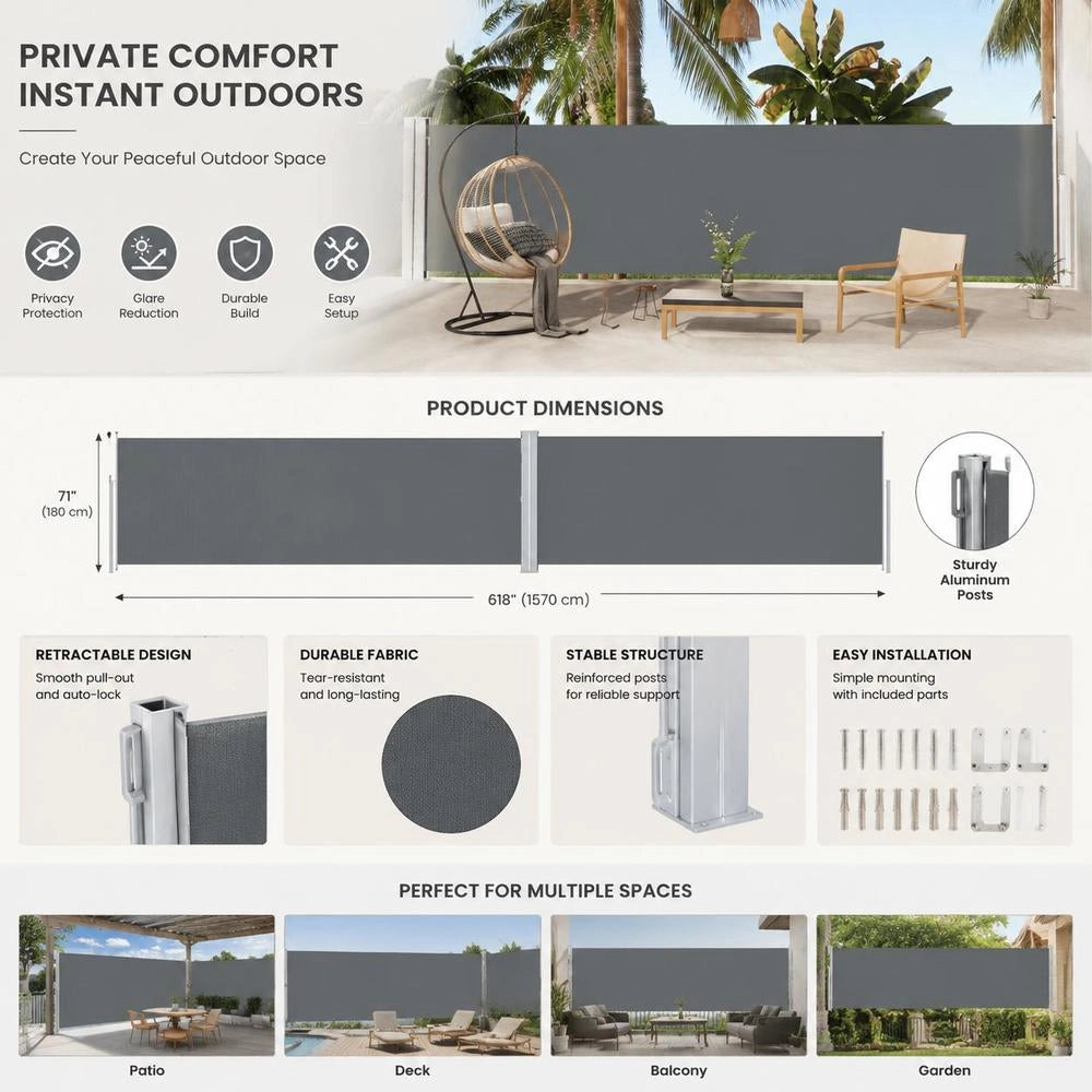 Extendable Side Awning, Anthracite, 160x1000 Cm