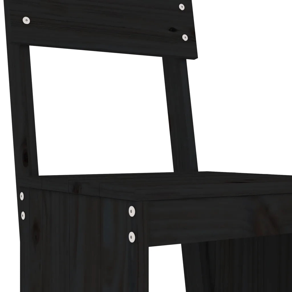 Set Bar da Giardino 3 pz Nero in Legno Massello di Pino 3157797