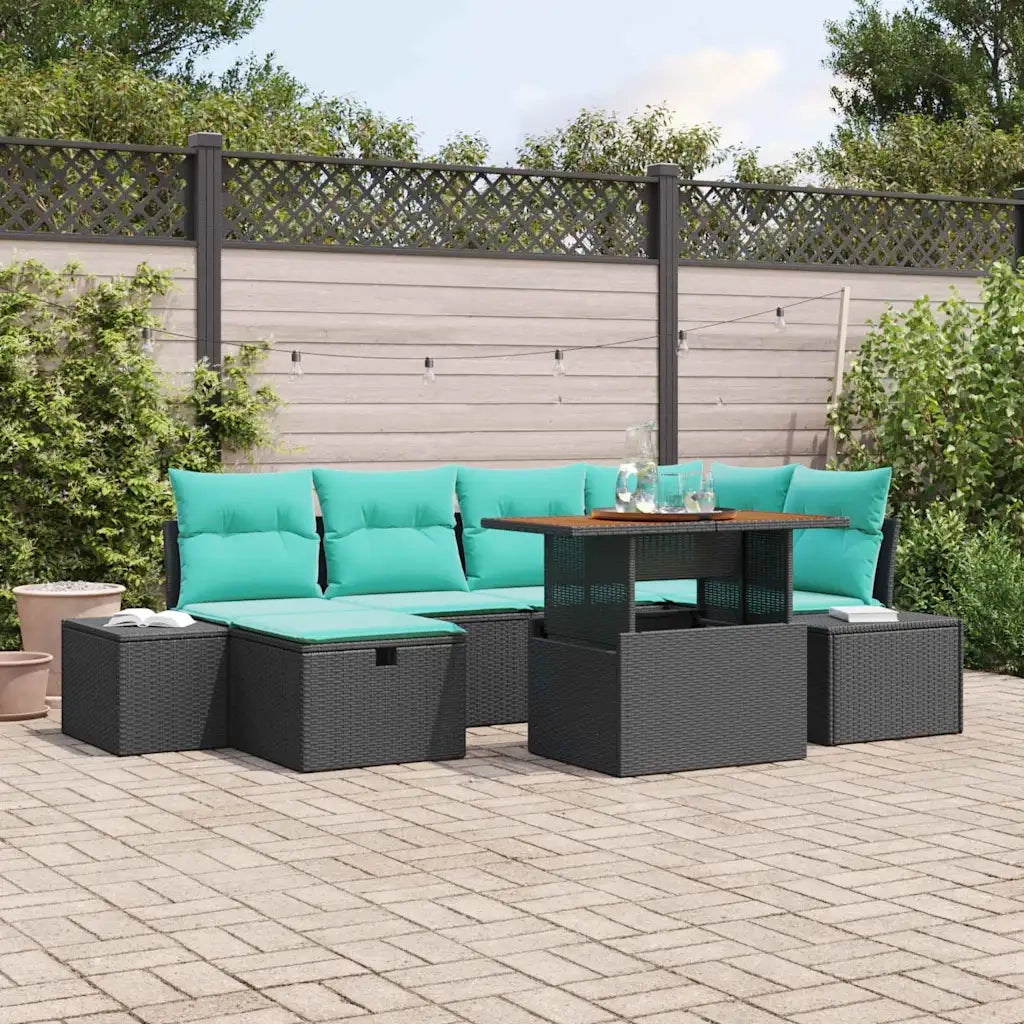 Set Divano da Giardino 7 pz Nero polyrattan 3360057