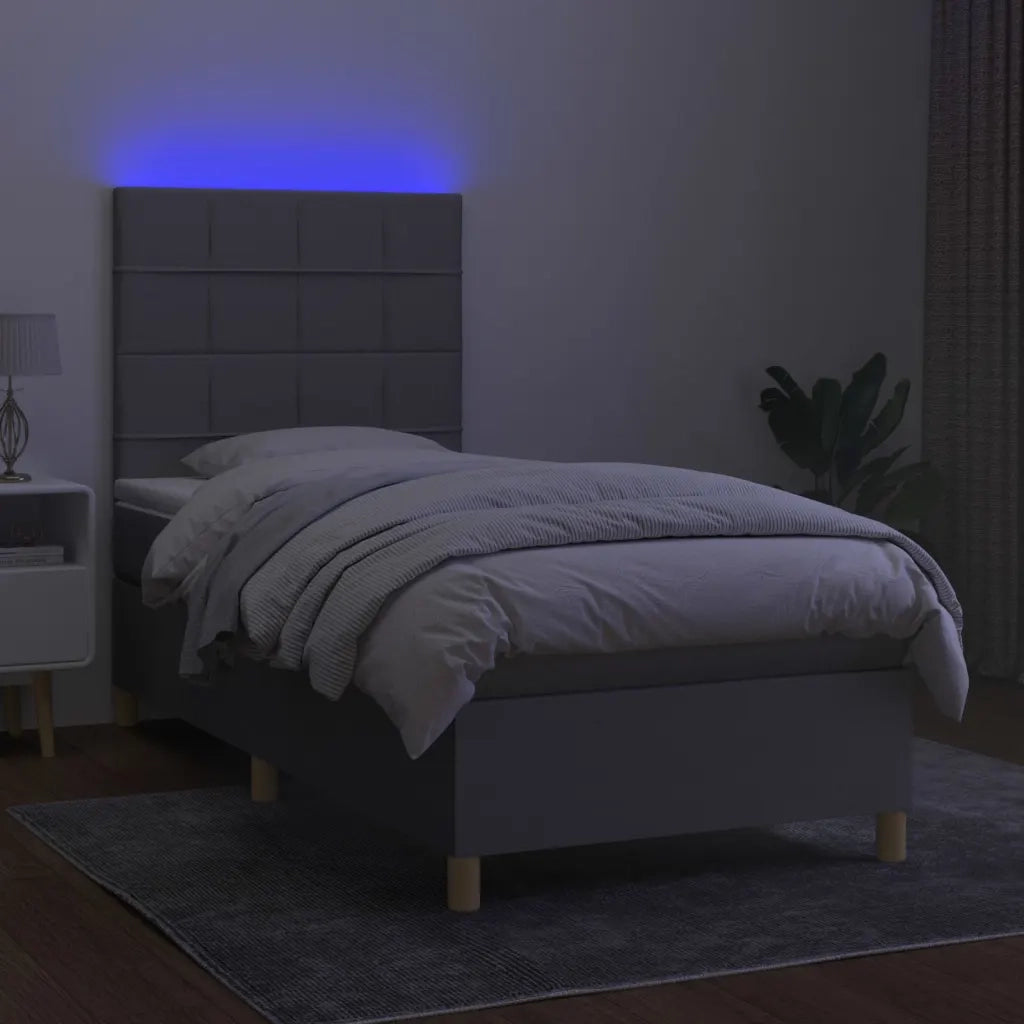Letto a Molle Materasso e LED Grigio Chiaro 90x190 cm Tessuto cod mxl 64115