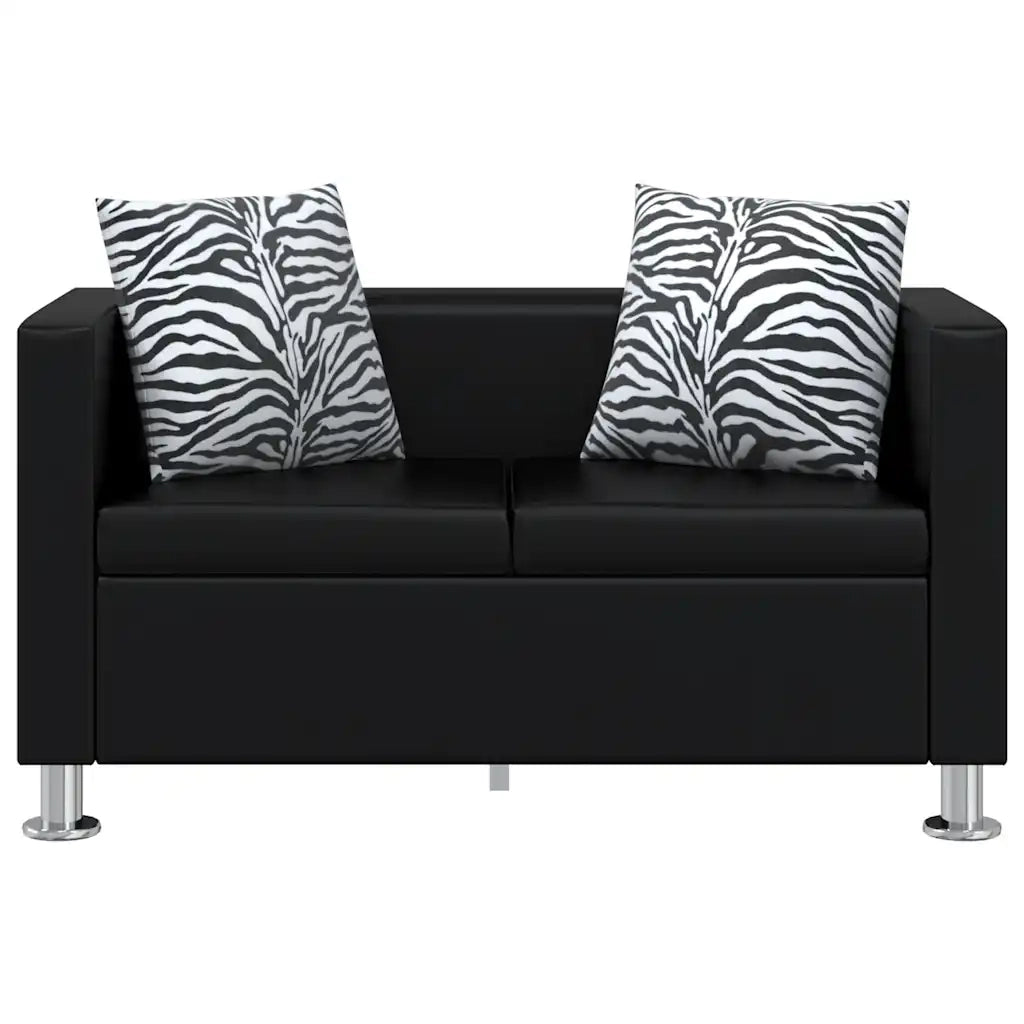 Divano a 2 Posti in Similpelle Nera  cod mxl 9783