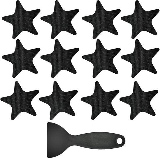 12 Sticker antiscivolo a forma di stella per doccia e bagno – con raschiatore – sticker antiscivolo per doccia, sticker autoadesivi per pavimento di doccia, sticker antiscivolo a forma di stella con raschiatore