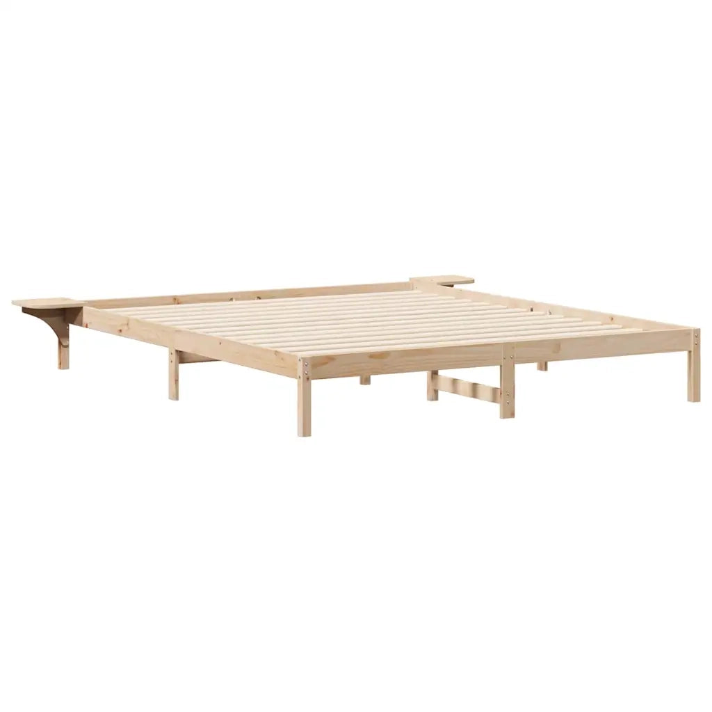 Letto con Tavolini Laterali Naturale 200 x 210 cm Pino massello 873235