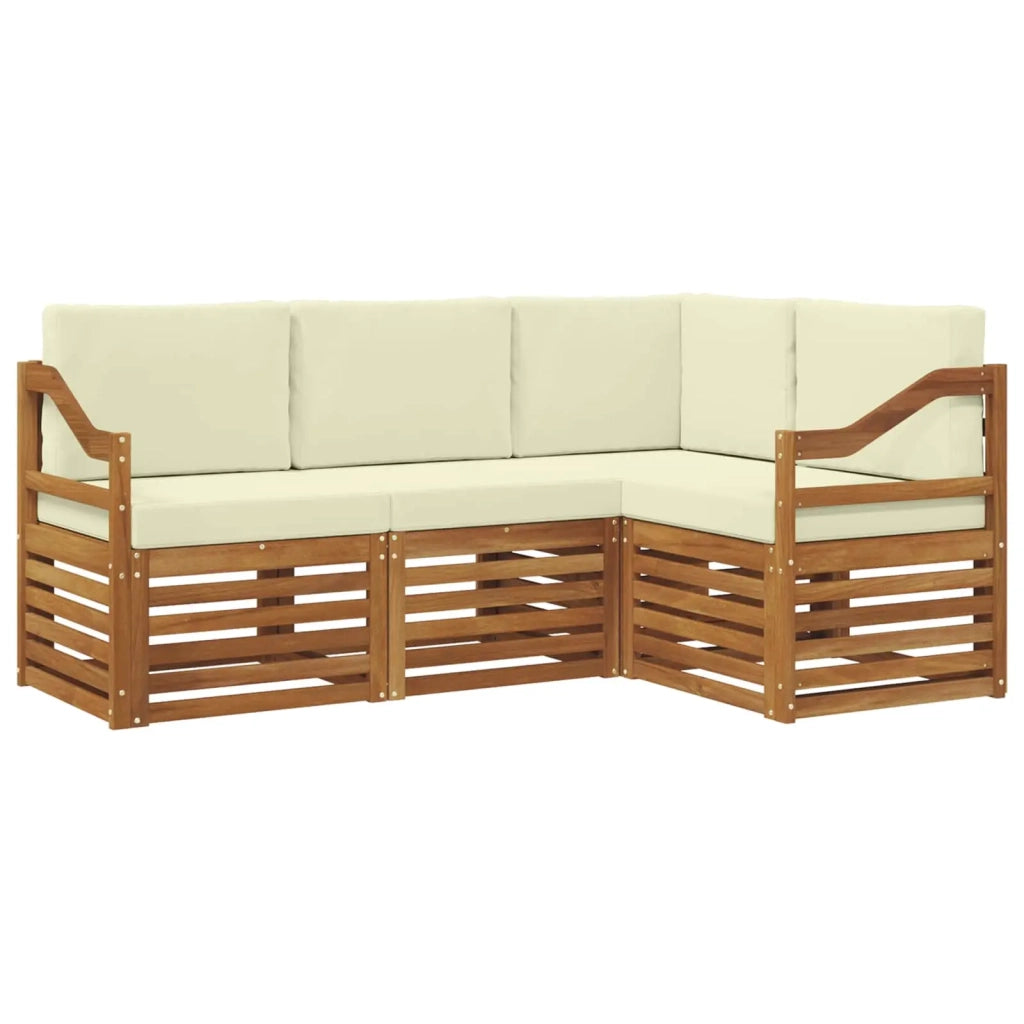 Set divani 4 pcs Naturale e Crema Legno di Acacia Massello 3374745