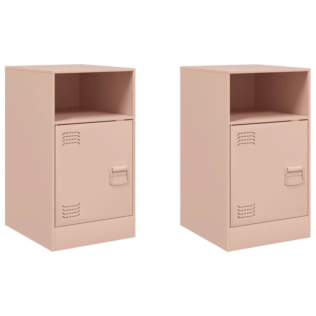 Comodini 2 pz-Set di 2 Tavolino da notte Rosa 34,5x39x62 cm in Acciaio 841514