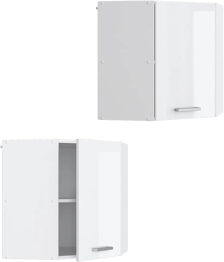 Mobile angolare da cucina R-Line, Bianco lucido, 57 cm, per la libera combinazione all'interno di sistemi cucina modulari