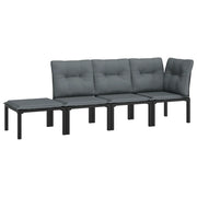 Set Salotto da Giardino 4 pz | Set di Mobili da Esterno Nero e Grigio in Polyrattan