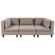 Divano modulare a 5 posti con ottomana imbottito in tessuto poliestere con schienale a forma di U Marrone stile moderno