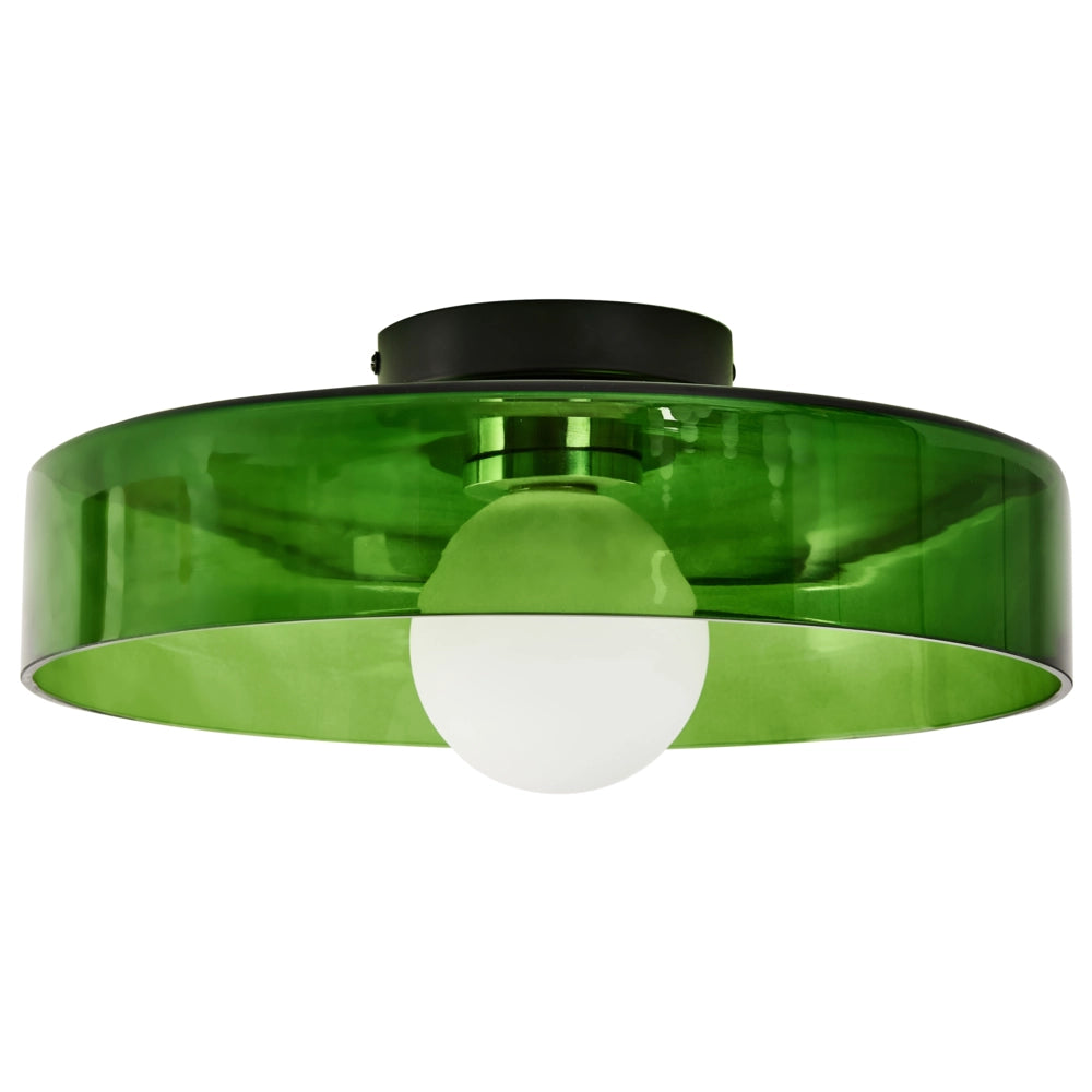 Lampada da soffitto con paralume in vetro verde Apparecchio di illuminazione ad incasso per soffitti bassi