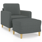 Poltrona | Sedia Relax con Poggiapiedi Grigio Scuro 60 cm in Tessuto