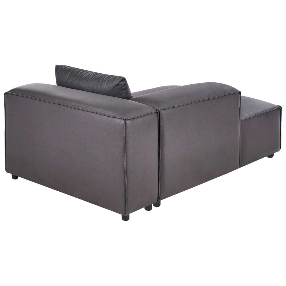 Chaise Lounge moderna lato destro con Rivestimento in ecopelle nero stile moderno