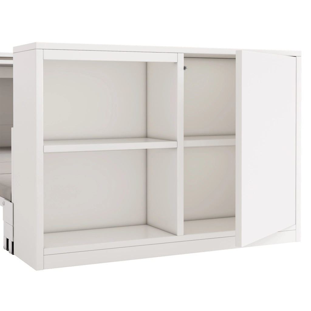 Scrivania pieghevole multifunzionale con letto e 2 vani aperti, per ufficio e camera, bianco, 216 × 116 × 79 cm