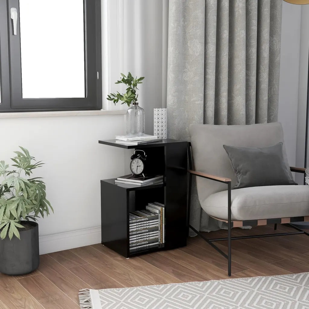 Tavolino Nero 36x30x56 cm in Legno Multistrato 802994