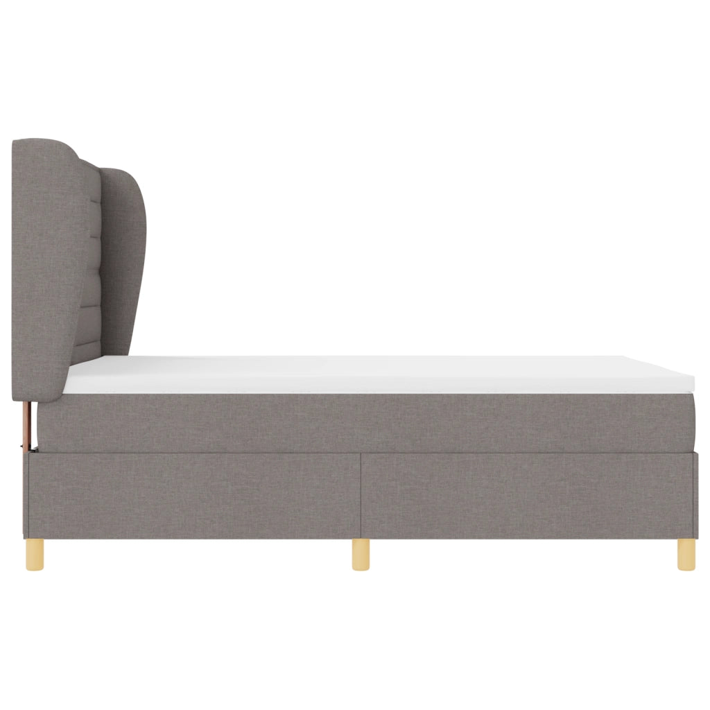 Letto Box Spring con Materasso Tortora 140x190 cm Tessuto
