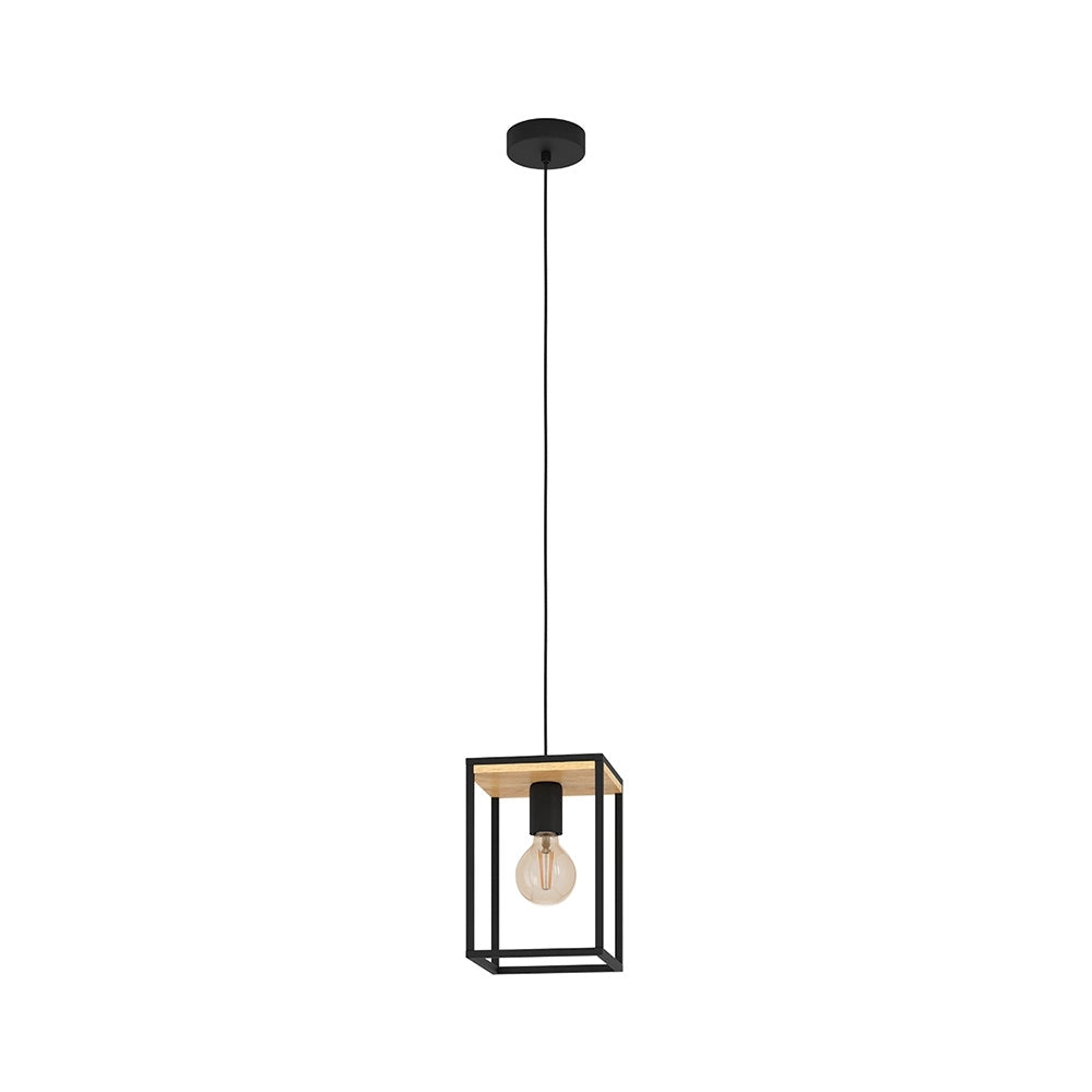 Lampadario Industrial Libertad 1 Luce Metallo Nero E Marrone