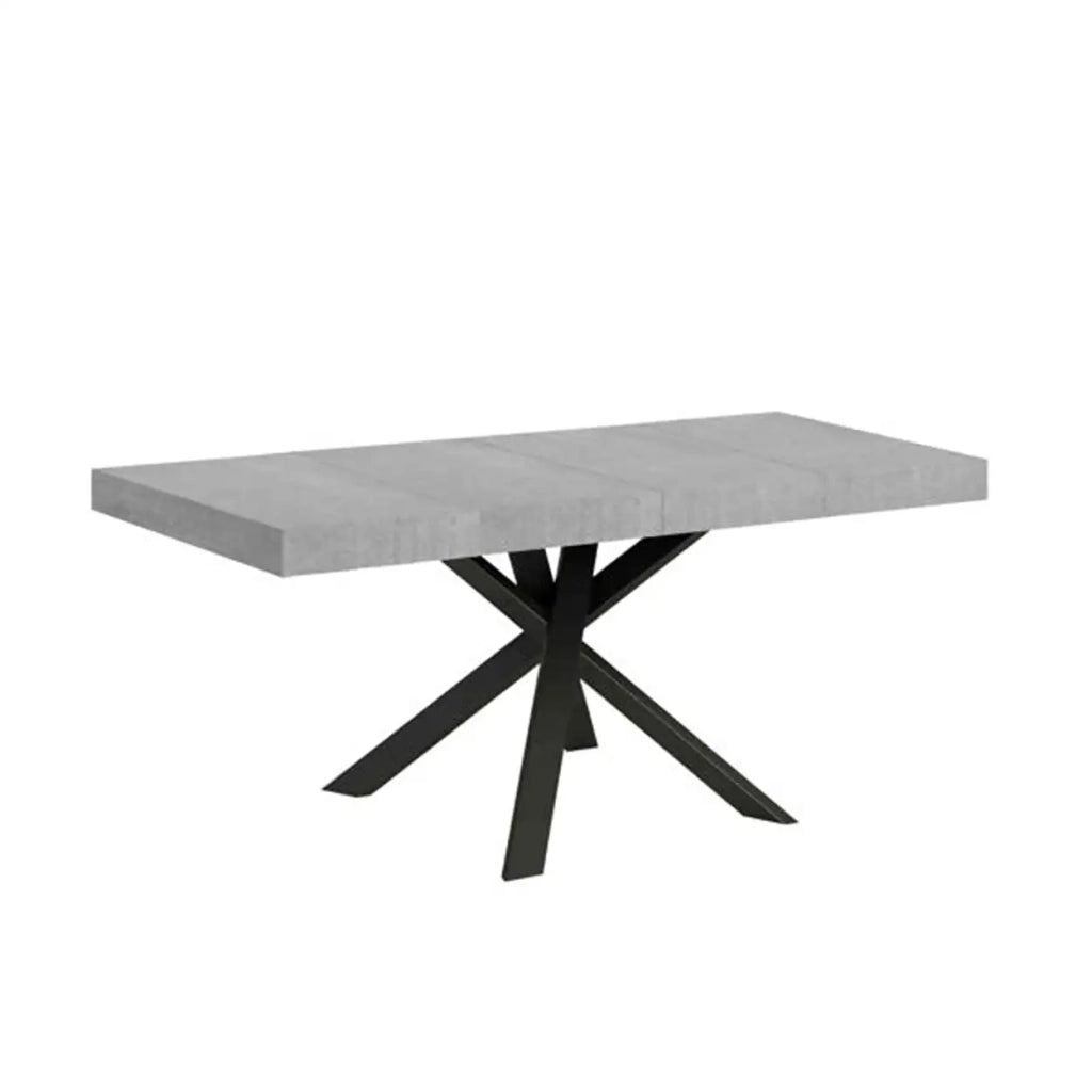 Tavolo allungabile 90/194x90 cm Clerk Premium colore cemento gambe antracite