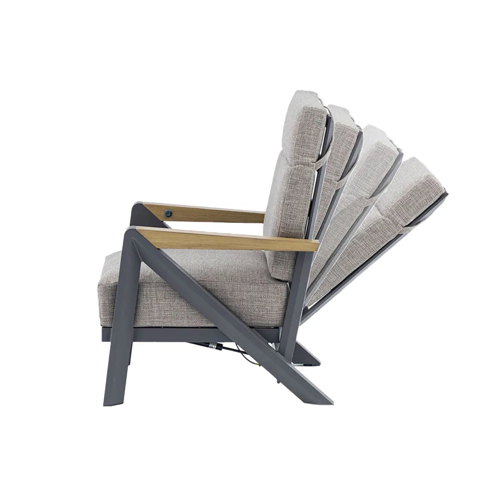 Set 4 Pezzi Salotto da Giardino 4 Posti Kea con Divano 2 Poltrone Reclinabili e Tavolino Piano in Ceramica in Alluminio