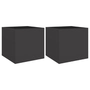 2 pz Fioriere | Cassetta per fiori | Vaso Nere 42x40x39 cm in Acciaio