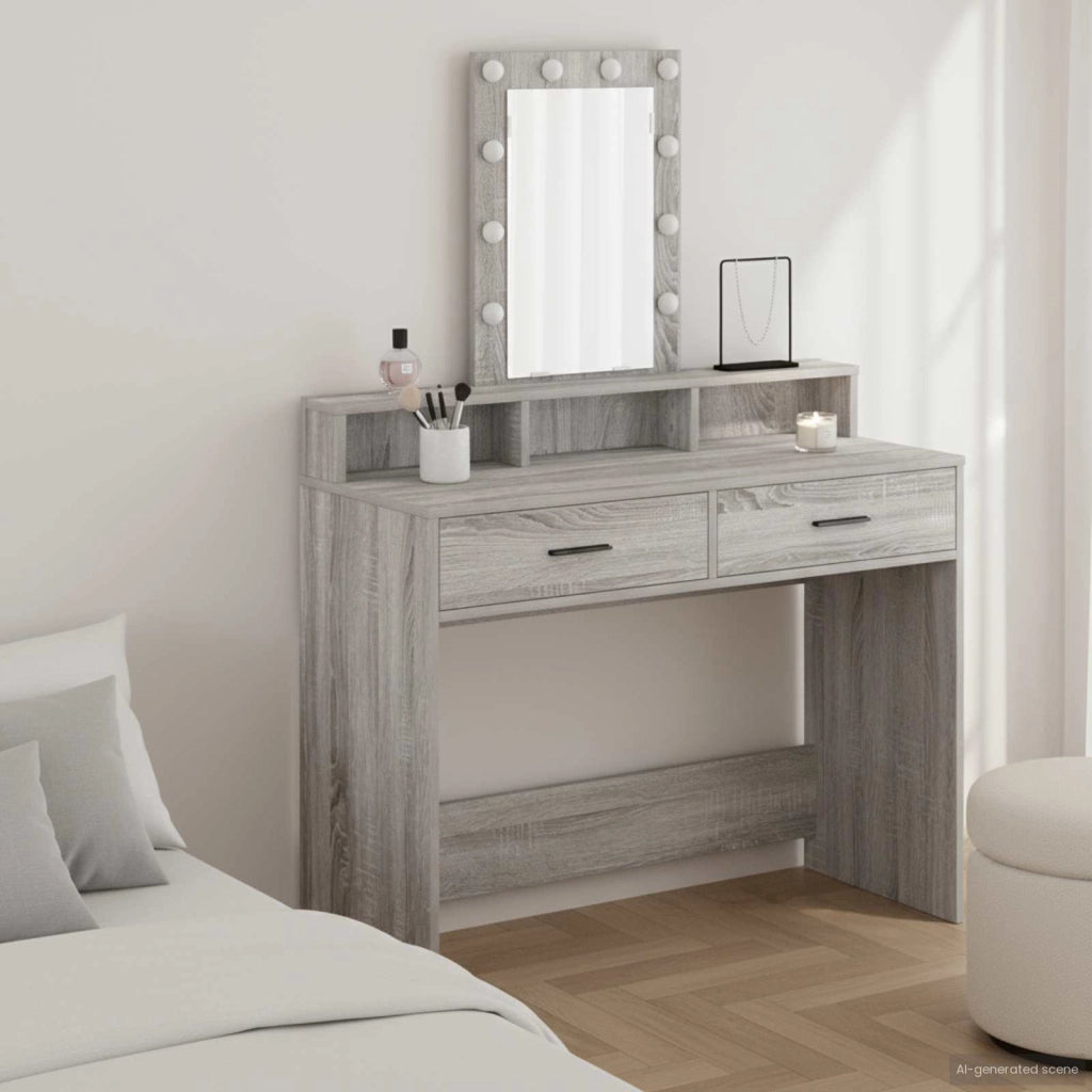 Tavolo da Trucco Grigio 100 x 41 x 140 cm Legno ingegnerizzato 865177