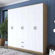 Armadio Camera da Letto Vandoies, Guardaroba Grande 5 Ripiani, 210x210h cm Bianco