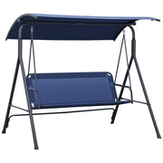 Dondolo da Giardino 3 Posti con Tettuccio Regolabile, Tessuto Oxford e Acciaio, Blu Scuro
