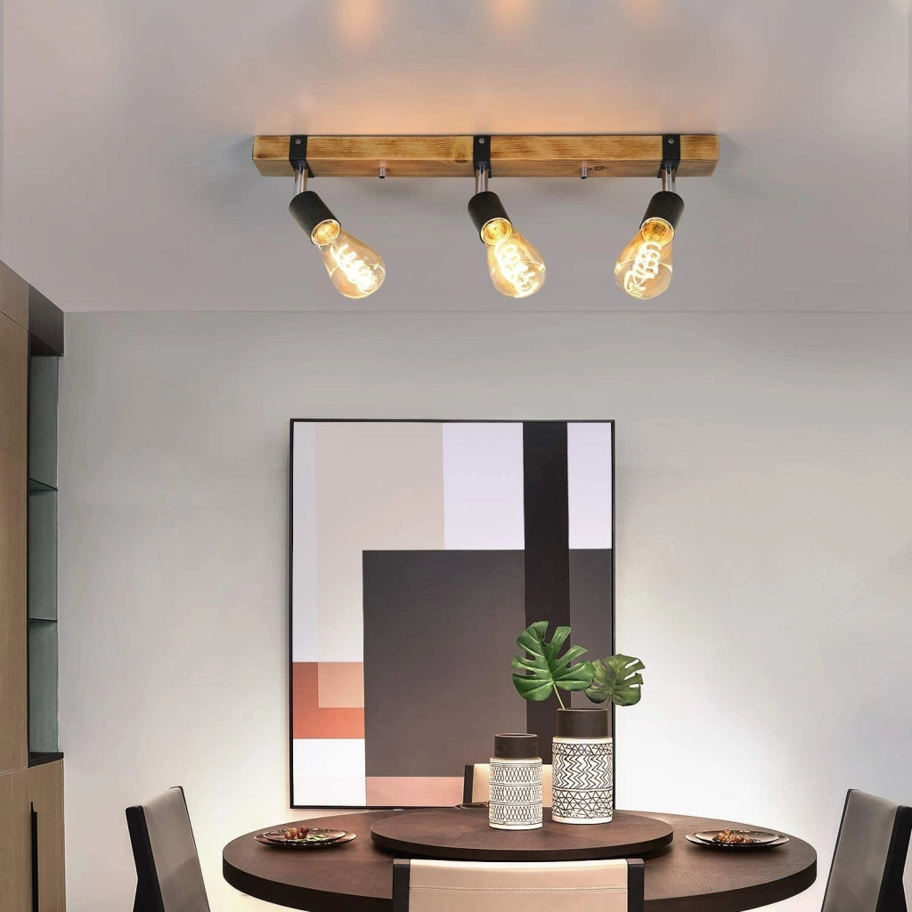 ZMH Faretto da soffitto legno retrò E27 25W rotazione 360° per cucine corridoi ristoranti