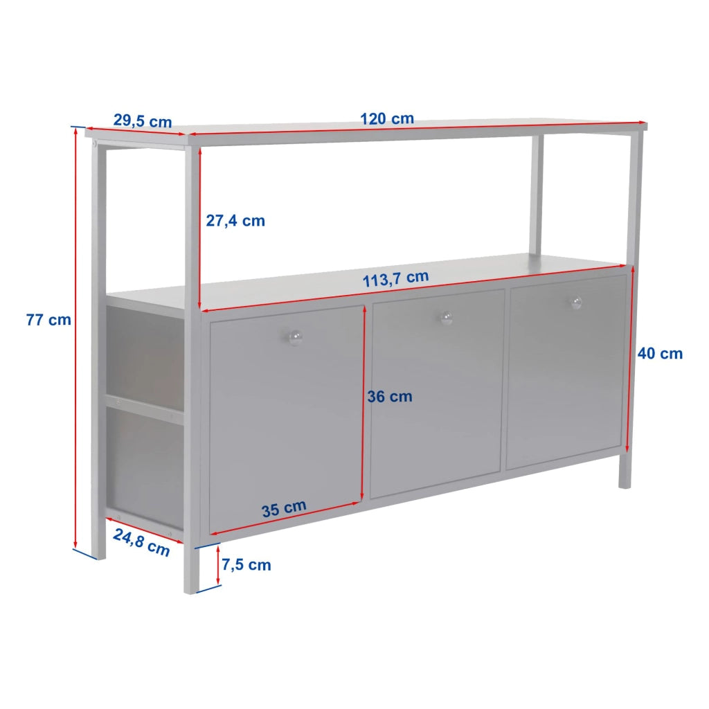 Madia Noda, Credenza 2 Ripiani, 120x30x77h cm Marrone Rovere