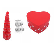Trade Shop - Set 10 Pz Scatole Box Regali Varie Misure Matrioska Forma Cuore Rosso Pois 71953 -