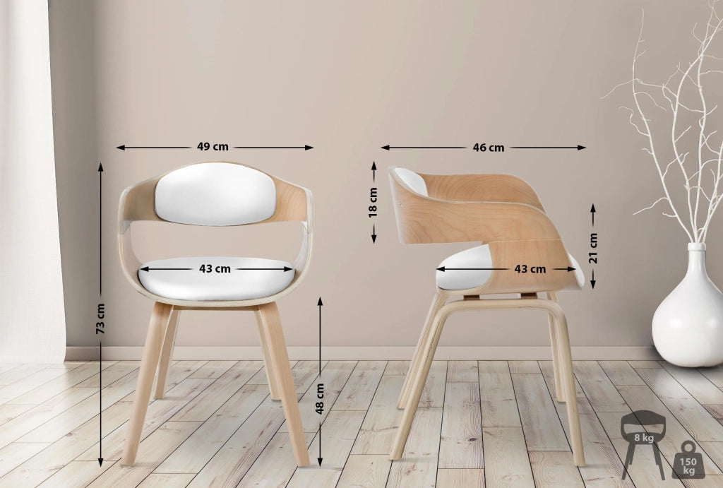 Set di 2 sedie Kingston in finta pelle Natura/bianco