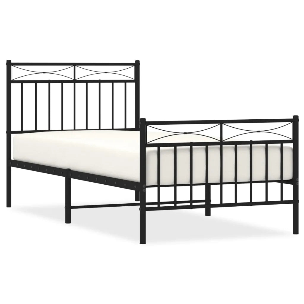 Giroletto con Testiera e Pediera-Struttura Letto Metallo Nero 90x200 cm 164316