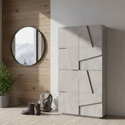 Scarpiera Archibal, Made in Italy, a 4 ante battenti, Portascarpe da ingresso, Mobile multiuso, cm 81x38h167, Grigio Ardesia