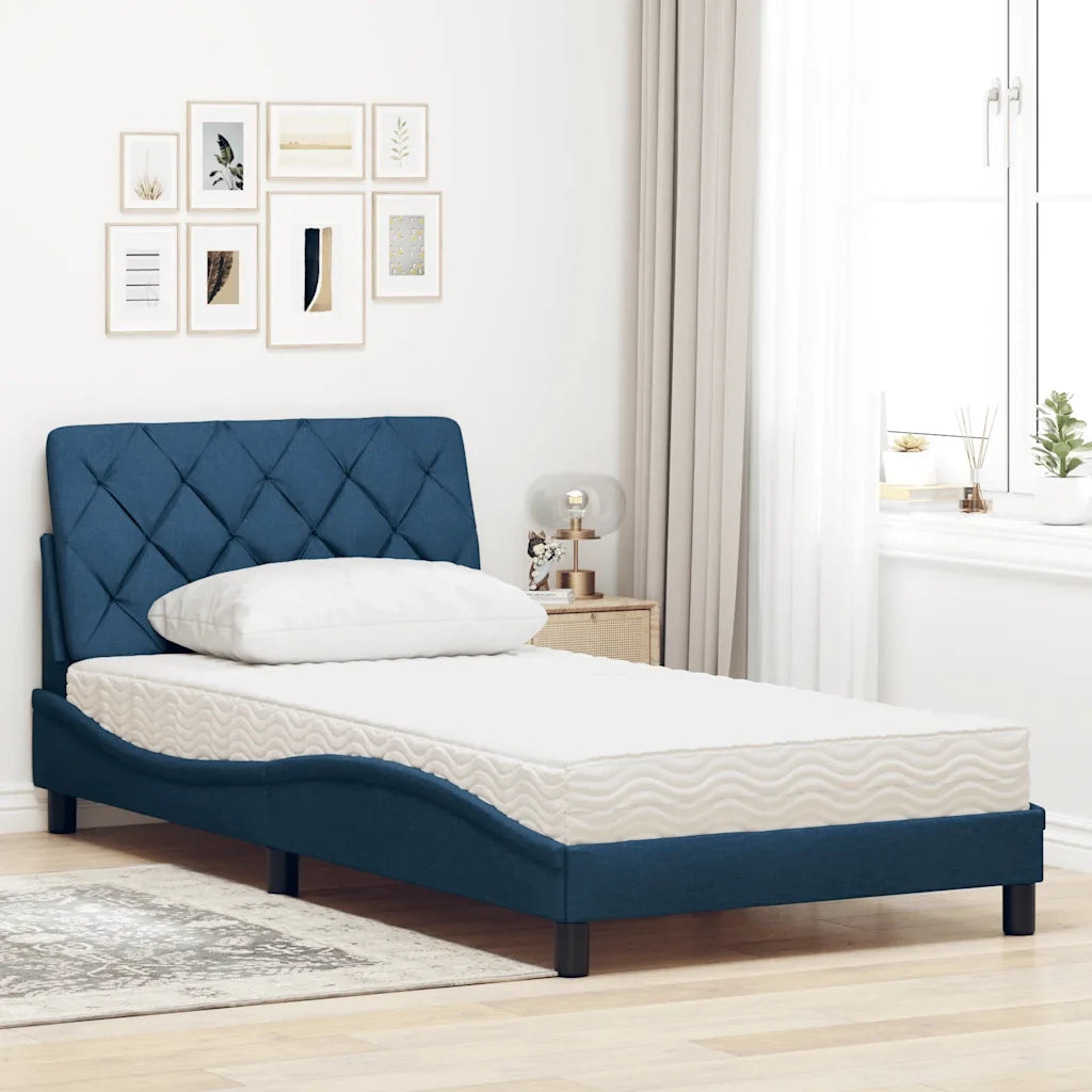 Letto con Materasso Blu 100x200 cm in Tessuto 3310726