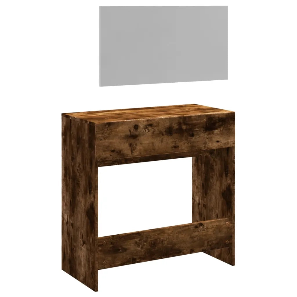 Toeletta con Specchio-Tavolo da Vanit¨¤ Rovere Fumo 80x39x80 cm