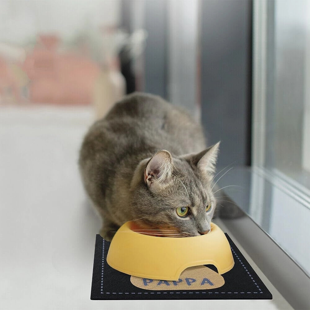 Coppia Tappetini SottoCiotola Gomma Sostenibile Antiscivolo Cane Gatto Quadrati