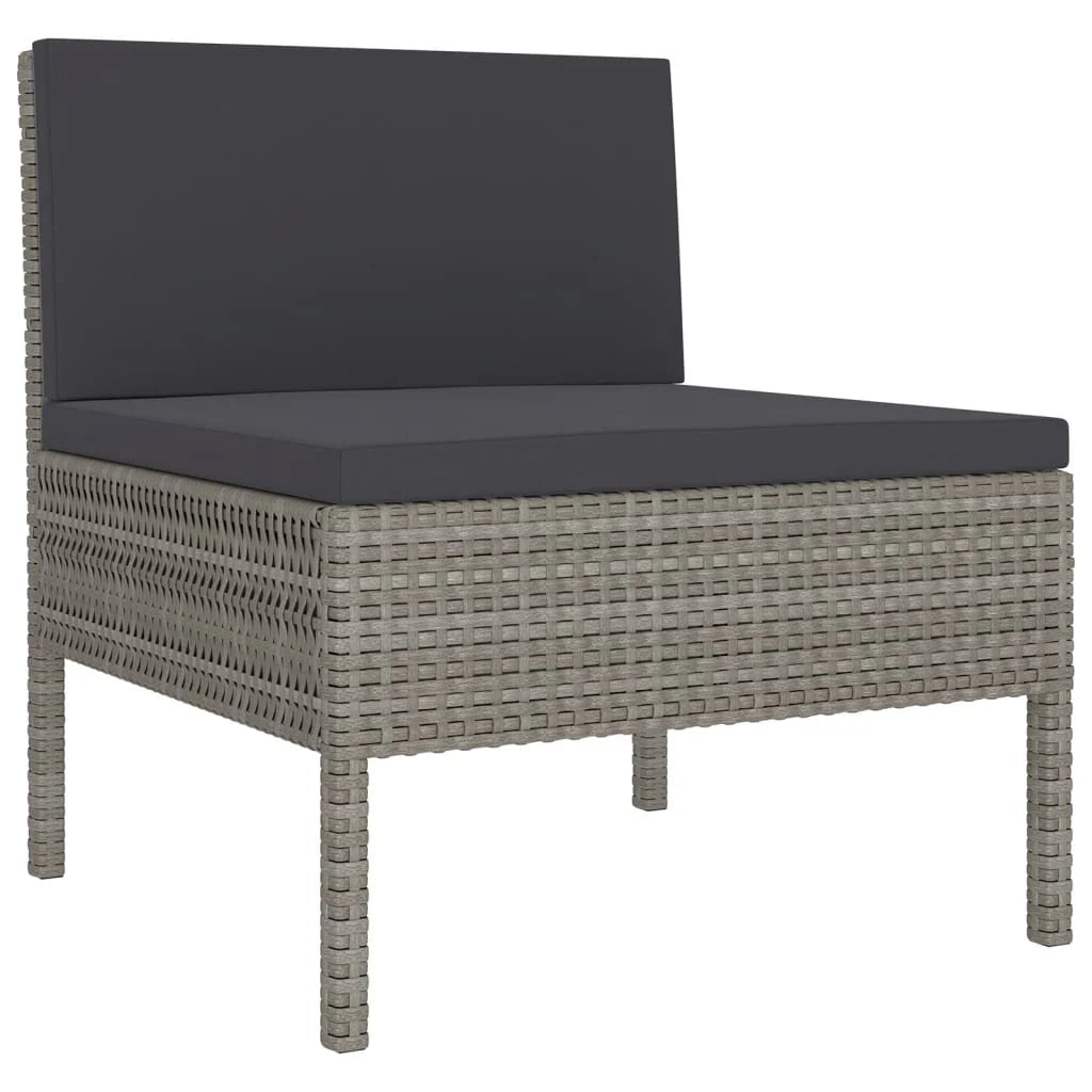 Set di mobili da giardino mobili da esterno 5 pezzi con cuscini resina intrecciata grigia 02_0016436