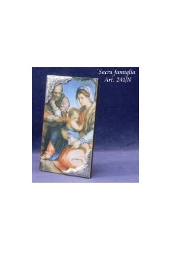 Quadretto Argento laminato decorativo casa sacra famiglia 7 x 12 cm