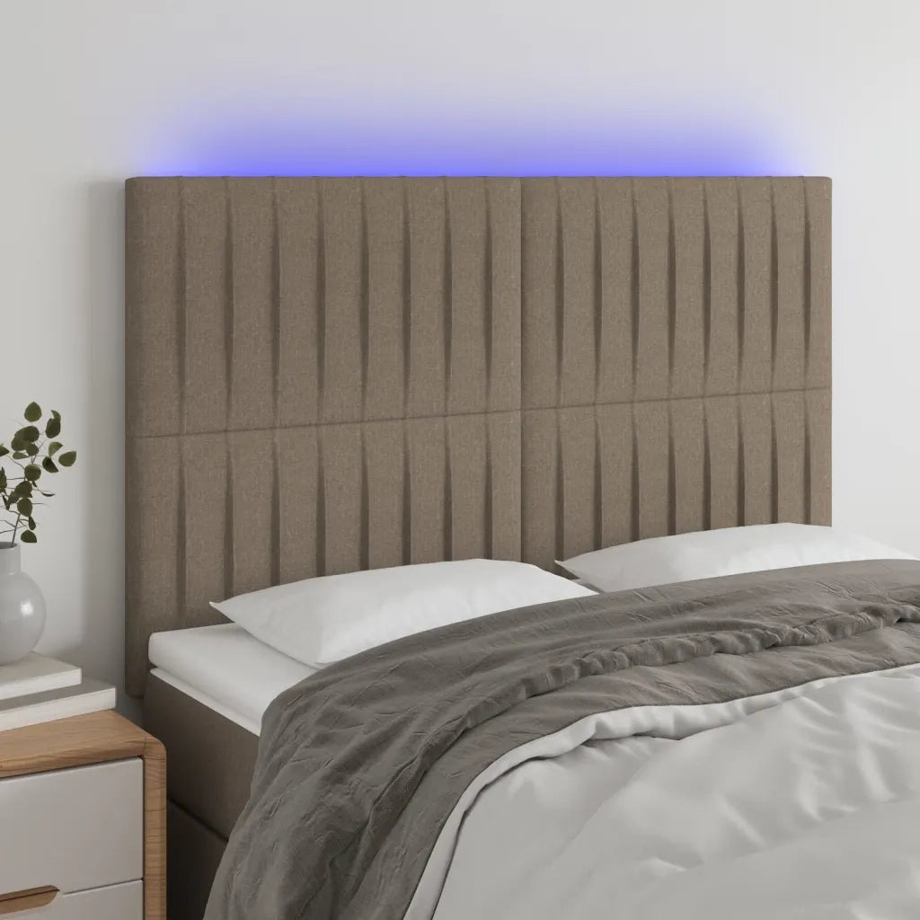 Testiera | Testata a LED Tortora 144x5x118/128 cm in Tessuto